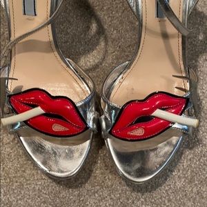 Prada silver lip heels